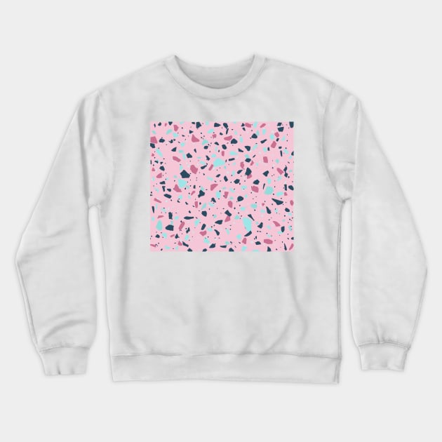 Terrazzo with pink, blue, and white colours Crewneck Sweatshirt by mikath